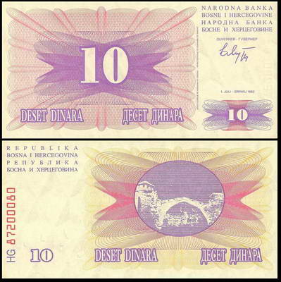 Bosnia-Hercegovina 1992 -    10 dinar UNC